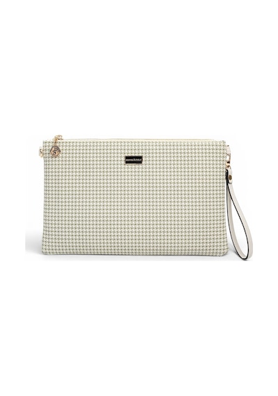 Silver Polo Yeşil - Kemik Kaz Ayağı Ekose Kadın Portföy Ve Clutch El Çantası Sp1034