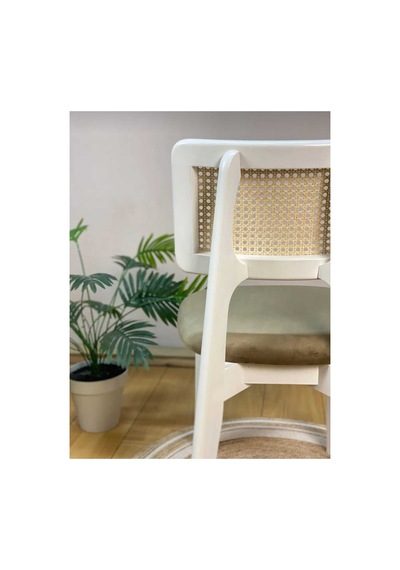 Ahşap Zion Hasırlı Sandalye, Mutfak Ve Bahçe Sandalyesi Salon Hazeranlı Sandalye Beyaz