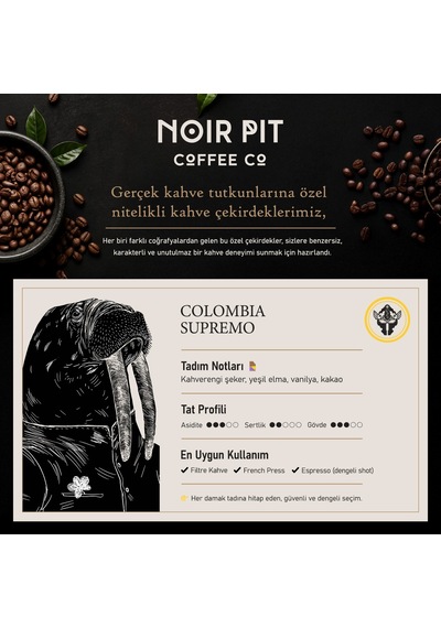 Noir Pit Coffee Co.colombia Supremo Ve Ethiopia Çekirdek Kahve 2x250 G Diğer
