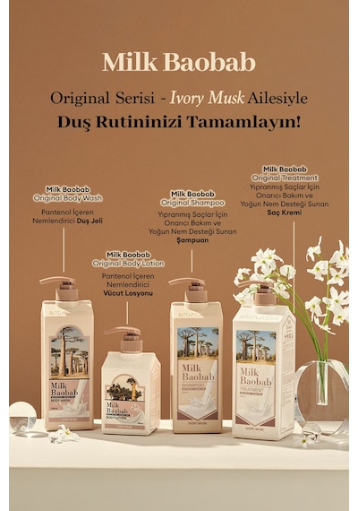 Yıpranmış Saçları Onaran Yoğun Nemlendirici Şampuan Mılk Baobab Original Shampoo Ivory Musk