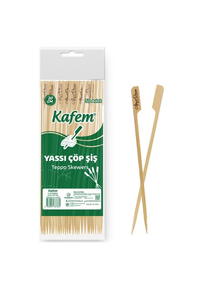 Kafem Yassı Çöp Şiş - Sunum Kürdanı 20 CM 50 Li x 10 Paket