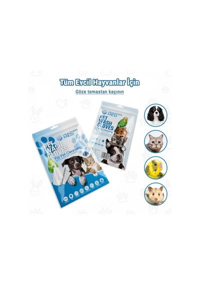 Healthon Med Evcil Hayvan Temizleme Mendil Kesesi Kedi, Köpek Ve Diğer Hayvanlar İçin, Aloe Vera & Bariyer Kreml