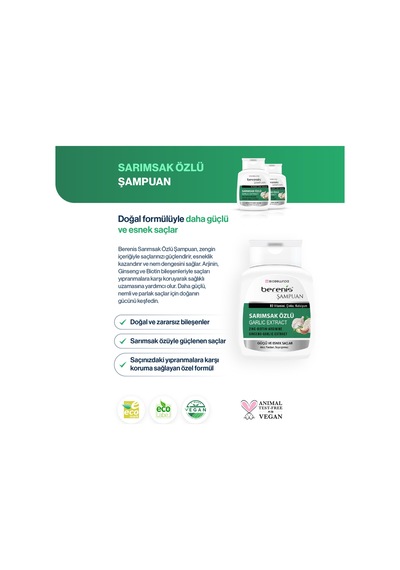 Berenis Sarımsak Özlü Şampuan Daha Güçlü Saçlar İçin 290 Ml Tüm Saç Tipleri