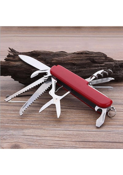 Valkyrie 11 Fonksiyonlu İsviçre Outdoor Kamp Cep Çakısı Kırmızı
