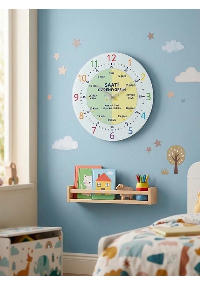 Sabanbaba - Eğitici Çocuk Duvar Saati Çap 27cm - Saati Öğreniyorum