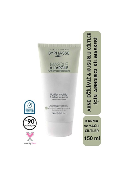 Byphasse Akneye Eğilimli Gözenekli Ciltler İçin Arındırıcı Kil Maskesi 150 ML