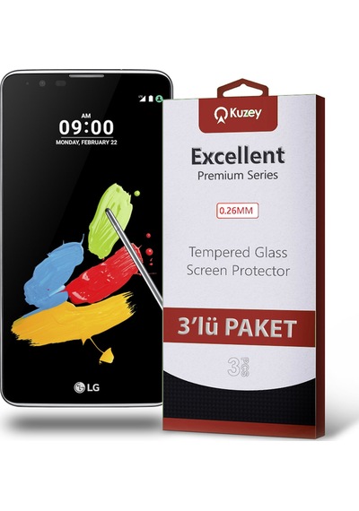 LG Stylus 2 ile Uyumlu Kırılmaz Cam Ekran Koruyucu Ekonomik 3'lü Paket