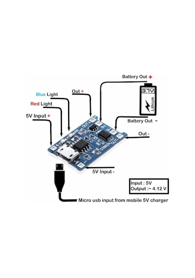 Tp4056 Micro Usb Korumalı 18650 Pil Şarj Devresi