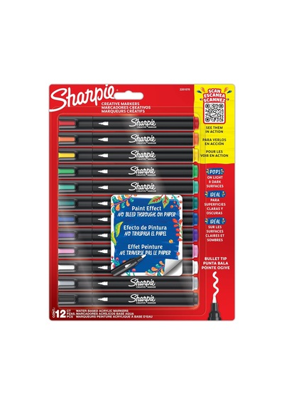 Sharpıe Creative Marker Akrilik Boya Kalemleri Yuvarlak Uçlu Su Bazlı Boya Kalemi Mürekkep Tek Renk