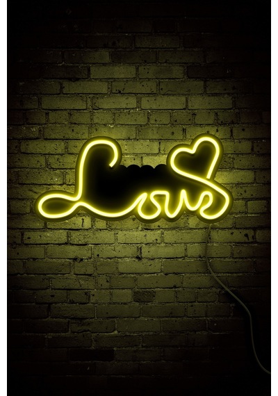Love Neon Led Duvar Aydınlatması & Dekoru & Gece Lambası Sarı Sarı