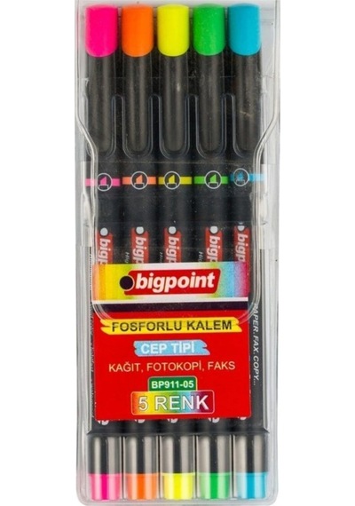 Bigpoint Fosforlu Kalem Cep Tipi 5'li Set