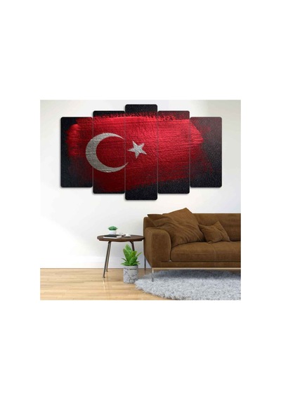 Türk Bayrağı 5 Parçalı Tablo Görsel - 702504102 Görsel