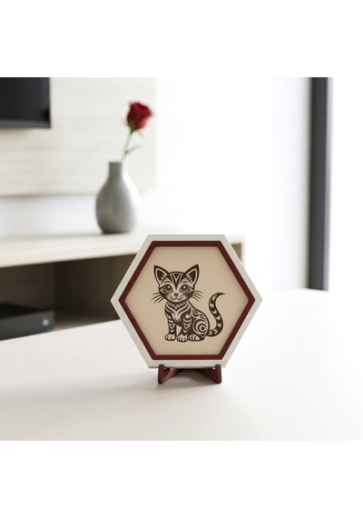 Modern Kedi Motifli Şık Dekoratif Obje, Minyatür Tasarım Masaüstü Aksesuarı Ev Ve Ofis İçin 10x10 Cm