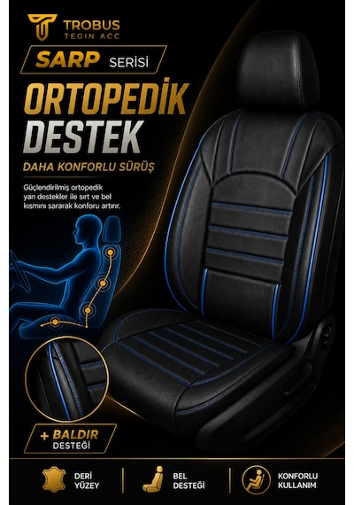 Opel Vectra Uyumlu Sarp Serisi Mavi Oto Koltuk Kılıfı