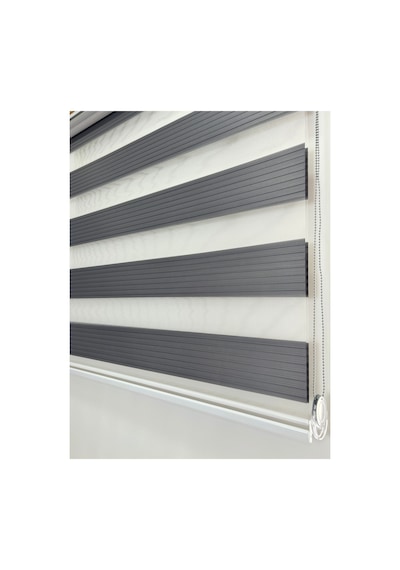 Binbirperde Gri Pileli Zebra Stor Perde Ev/ofis Perdesi Aluminyum Sistem