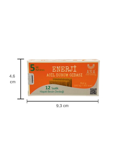 Ana Enerji Acil Durum Gıdası 62,5g 1250 Kj 1 Kişilik 12 Saatlik Besin Desteği