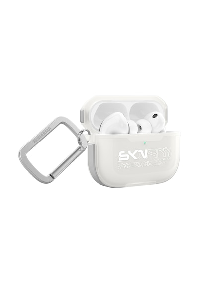 Apple Uyumlu AirPods Pro 3 Kılıf Skinarma Transparan Mat Tasarım Kinzoku Kılıf Beyaz Beyaz