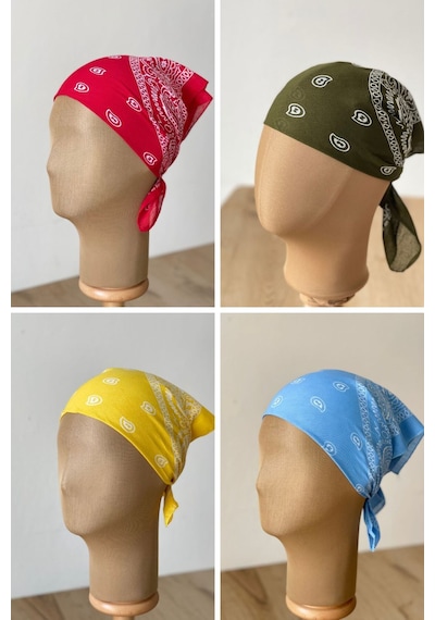 Pamuklu Klasik Desen Unisex 4lü Bandana Seti Renkli Bandana Etnik Desenli A Kalite Bandana Koyu Kahverengi