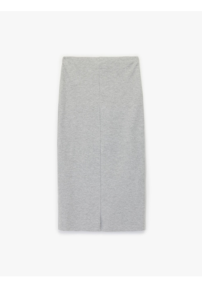 Koton Slim Fit Midi Nervür Detaylı Kalem Etek Gri 6wak10085ek Gri