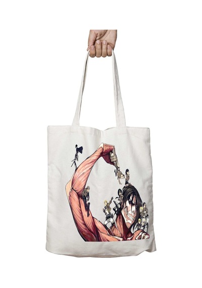 Art Hediye Shingeki No Kyojin Attack On Titan İki Tarafı Kalıcı Baskılı Yıkanabilir Çanta Çok Renkli