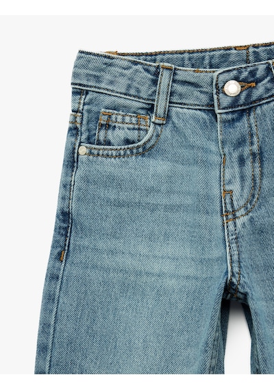 Koton Pamuklu Oversize Denim Pantolon Orta İndigo 7wmb40003td
