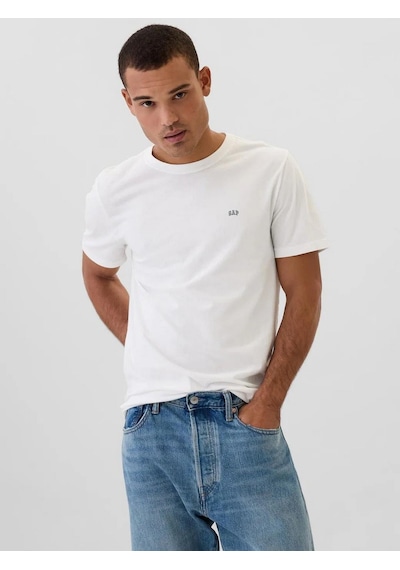 Gap 502022001 V-frch Everyday Soft Micro Logo Crew Erkek Tişört Beyaz