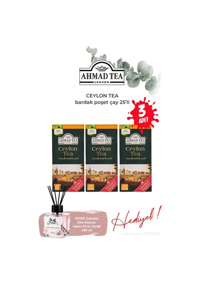 Bardak Poşet Çay 25'li Ceylon Tea 3 Paket Ve Oda Kokusu
