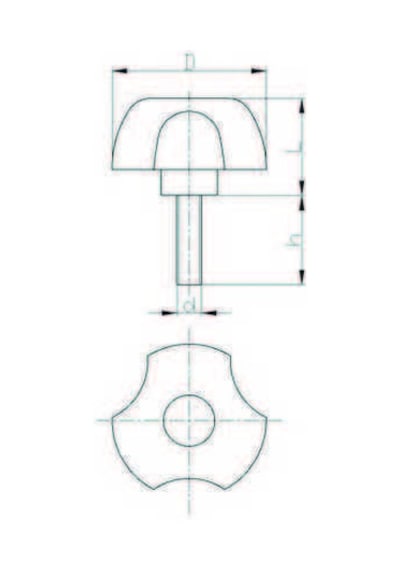 Pyck500840 Kırmızı Plastik Yonca Civatalı Çap:50 M8X40