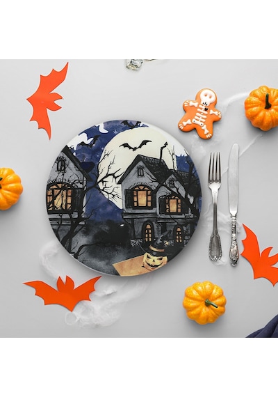 Keramika Halloween Blue Castle Servis Tabağı 26 Cm 19951