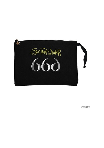 Zepplin Giyim Six Feet Under 666 Siyah Clutch Astarlı Cüzdan / El Çantası Siyah