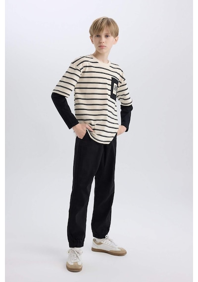 DeFacto Erkek Çocuk Jogger Fit Jogger Paça Gabardin Pantolon B6713A825SMBK81