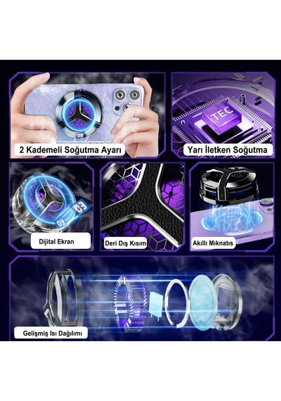 S9 Usb'den Manyetik Dijital Göstergeli Rgb Işıklı Hızlı Soğutma Cep Telefonu Soğutucu Fan - Al4408