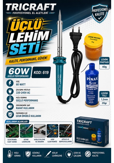 Kalem Havya Seti Lehim Pastası+lehim Teli+havya 60 W Kod :619