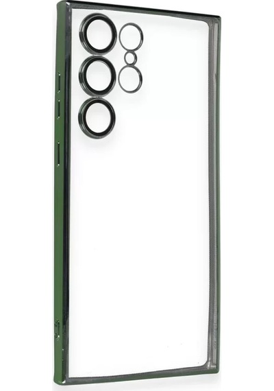 Newface Samsung Uyumlu Galaxy S23 Ultra Kılıf Razer Lensli Silikon - Yeşil Resimdeki
