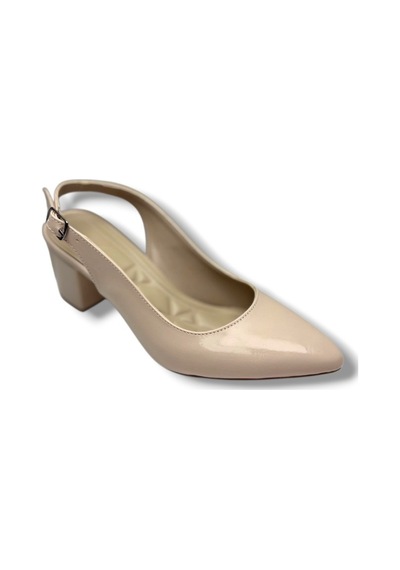C-shoes Cv100-26 Cilt Sivri Burun Kalın Topuklu Kadın Ayakkabı 6cm Bej
