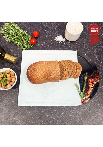 Kanallı Cam Kesme Tahtası - Flame Stone - Kenarı Oval - 25x35cm