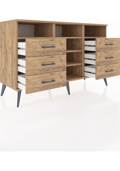 Hyperion Konsol 5 Raflı 6 Çekmeceli 132x44x83 Çam-çam Çam Hyperion Konsol 5 Raflı 6 Çekmeceli 132x44x83 Çam-çam Çam