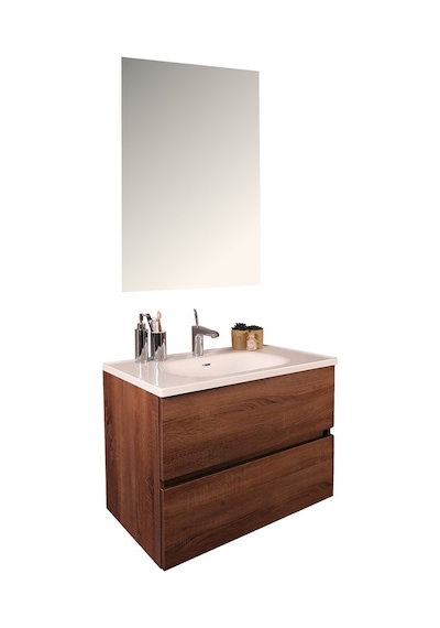 Kobos Simple 80 Cm Çekmeceli Banyo Dolabı Seti Miling Oak Ahşap Kobos Simple 80 Cm Çekmeceli Banyo Dolabı Seti Miling Oak Ahşap