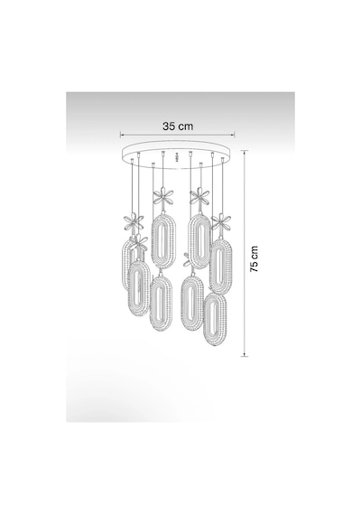 LumiaLighting Eclipse Model 8'li Gold Kumandalı 3 Renk Modu Ledli Kristal Taşlı Modern Salon Mutfak Oturma Odası Led Avize Altın