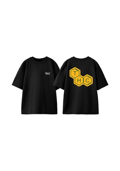 Thewert Thc Tasarım Sırt Baskılı Pamuk Siyah Oversize T-shirt