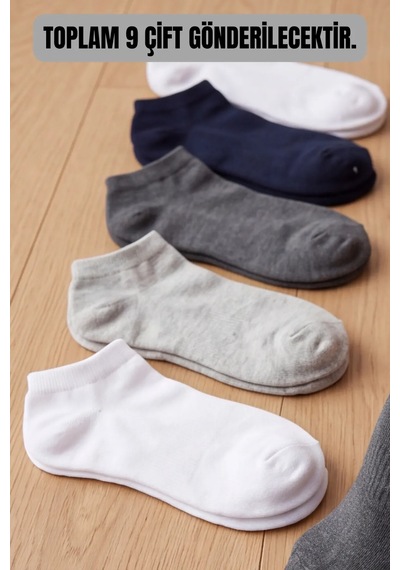 Velocto 9 Çift Özel Yıkanmış Parfümlü Pamuklu Bilek Boy Unisex Çorap Seti Karışık