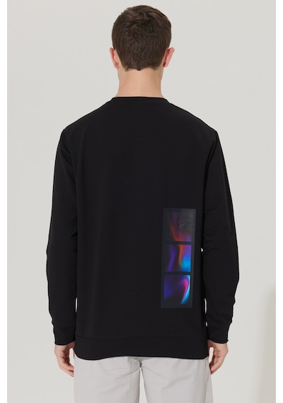 AC&Co / Altınyıldız Classics Erkek Siyah Standart Fit Normal Kesim Bisiklet Yaka Sweatshirt Siyah