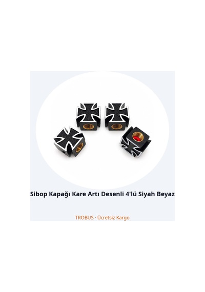 Trobus Sibop Kapağı Kare Artı Desenli 4'lü Siyah Beyaz