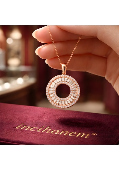 İncihanem Parıltı Çemberi Kolye Gümüş - Rose Gold