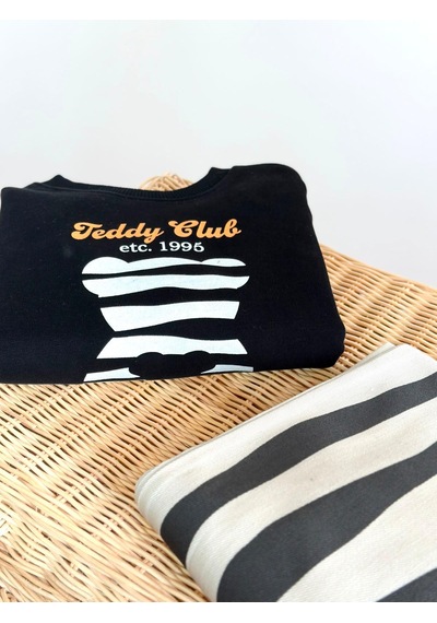 Elzo Collection Erkek Çocuk Teddy Baskılı Siyah Sweatshirt Çizgili Siyah Ekru Gabardin Denim Kot Alt Üst Takım Ekru - Siyah Elzo Collection Erkek Çocuk Teddy Baskılı Siyah Sweatshirt Çizgili Siyah Ekru Gabardin Denim Kot Alt Üst Takım Ekru - Siyah
