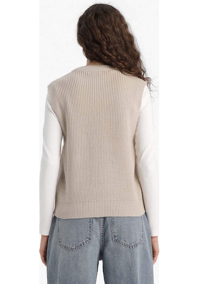 Defacto Oversize Geniş Kalıp Bisiklet Yaka Yelek S0375az25wnbg644 Bej
