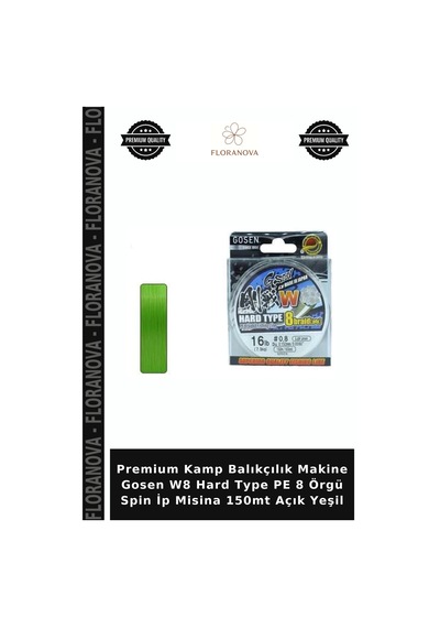 Premium Kamp Balıkçılık Makine Gosen W8 Hard Type Pe 8 Örgü Spin İp Misina 150mt Açık Yeşil 0.8 PE