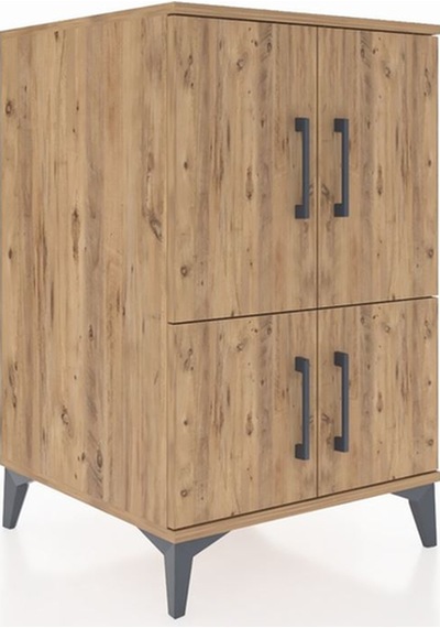 Kronos Komodin 2 Raflı 4 Kapaklı 60x59x96 Çam-çam Çam