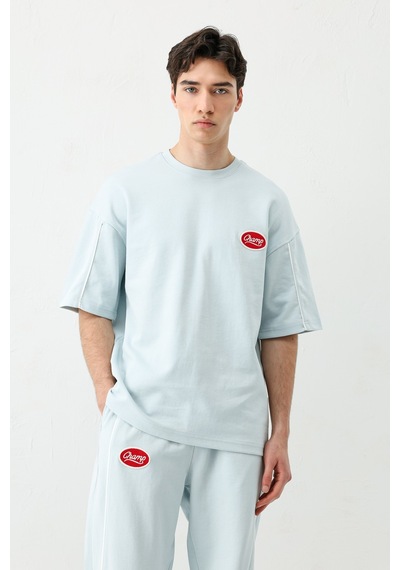 Oversize Baskılı Eşofman Takım V90-21 Bebe Mavi