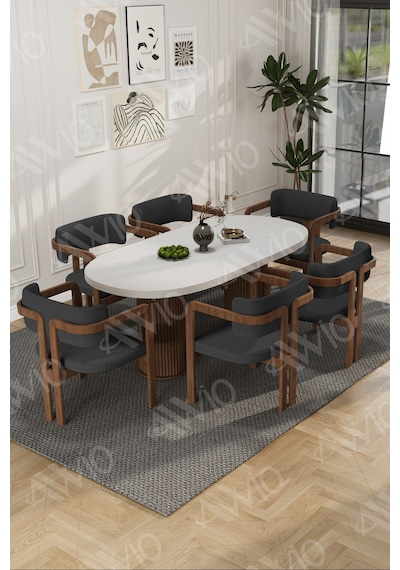 Avvio Arion Serisi Bohem Ayak 6'lı Tokyo Metal Demonte Sandalye 80x160 Masa Sandalye Takımı Beyaz Masa Sandalye Kahve Kumaş Antrasit Gri Avvio Arion Serisi Bohem Ayak 6'lı Tokyo Metal Demonte Sandalye 80x160 Masa Sandalye Takımı Beyaz Masa Sandalye Kahve Kumaş Antrasit Gri